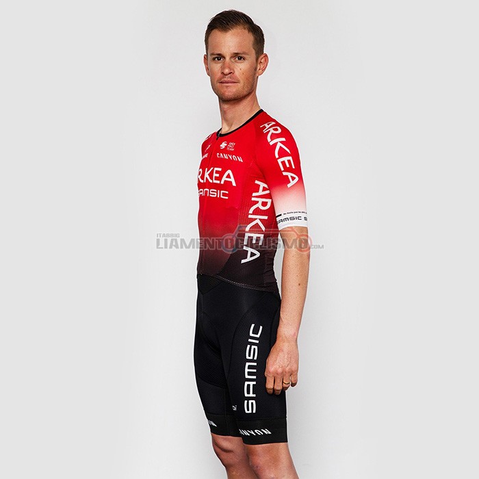 Abbigliamento Ciclismo Arkea Samsic Manica Corta 2022 Rosso Nero